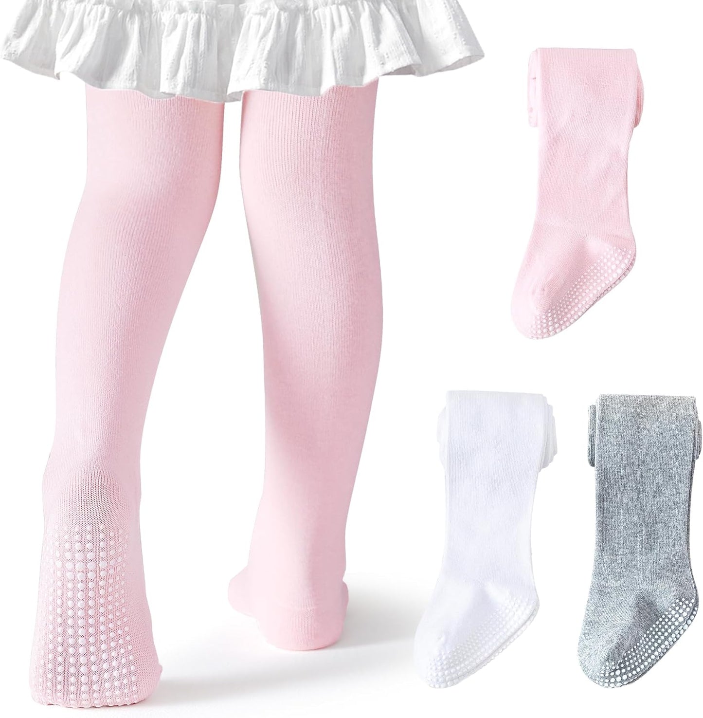 Baby Tights Non Slip Toddler Stockings Tights with Grippers Seamless Soft Cotton Knit Leggings Newborn