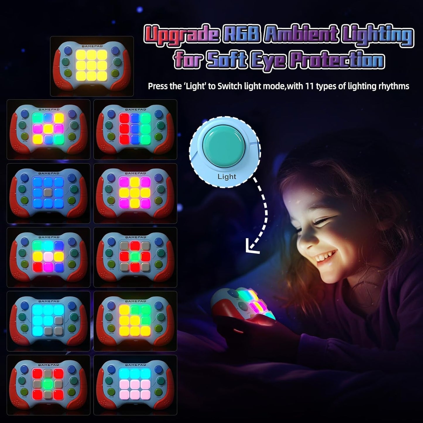 2024 New Fast Push Game Light Up Pop Fidget Toys,Its Electronic Handheld Game for Kids Teens Adults,Youth Quick Push Buttons Gamepad,Xmas Birthday Gifts Toys for Boys Girls,Ages 3 and Up (red)