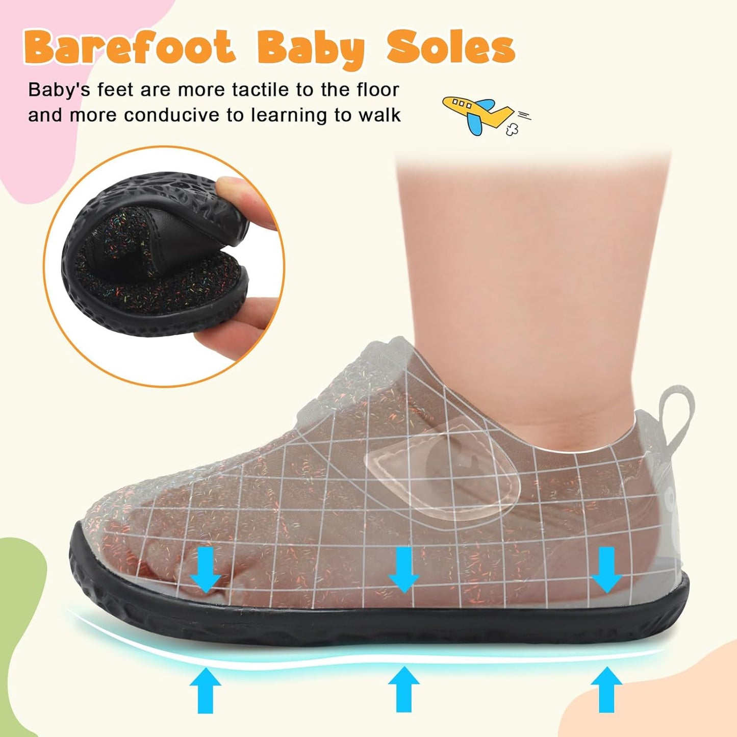 FEETCITY Baby Walking Shoes Barefoot Baby Shoes Infant Sneakers Newborn Crib Shoe Lightweight Flexible Slip On Shoe