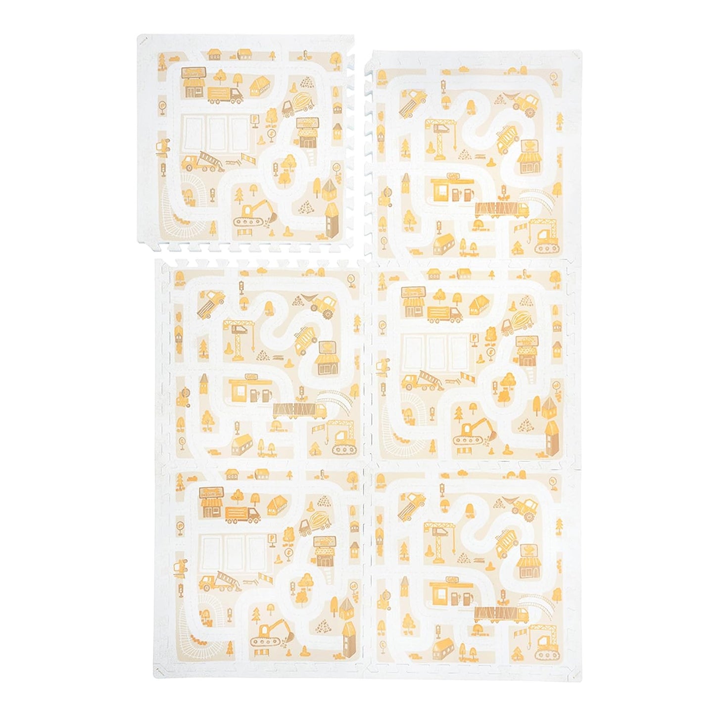 Premium Baby Foam Play Mats - Stylish Floor & Exercise Puzzle Mat for Toddlers and Kids- 6 Soft, Non-Toxic, Odorless, Peel-Resistant Foam Tiles - 6ft x 4ft - 0.5” inch Thick, Warm Beige