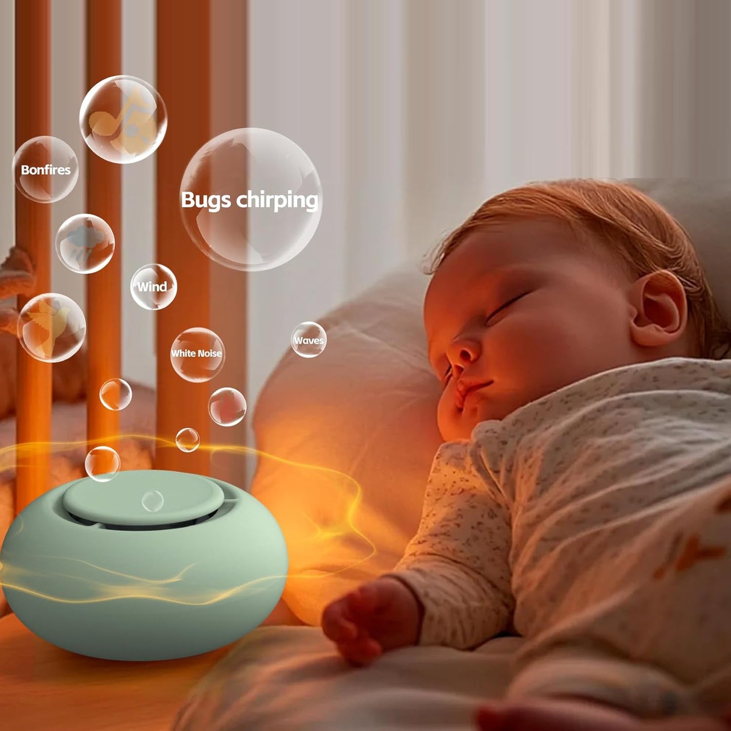 Portable Baby Sound Machine [White Noise for Babies Kids Adults][Sleep Soother][Timer Function][12 Soothing Sounds] 15 Hours Battery Life, Registry Gift,Shower,Clips on Baby Stroller.Mint
