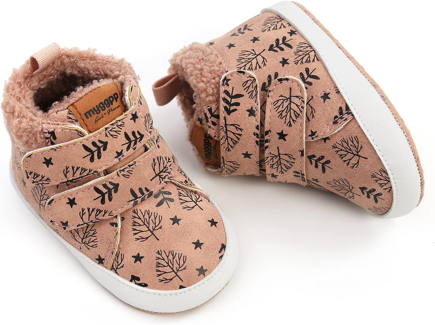 SOFMUO Baby Boys Girls High Top Ankle PU Leather Sneakers Soft Rubber Sole Infant Moccasins Newborn Oxford Loafers Anti-Slip Toddler Wedding Uniform Dress Shoes