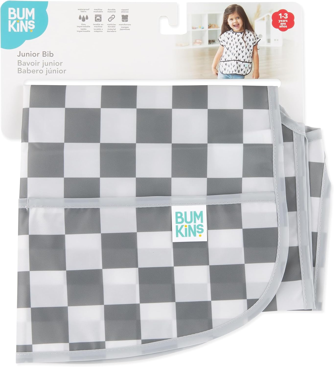 Bumkins Bibs - Toddler Bibs, Waterproof, Large for 1-3 Years, Short Sleeve