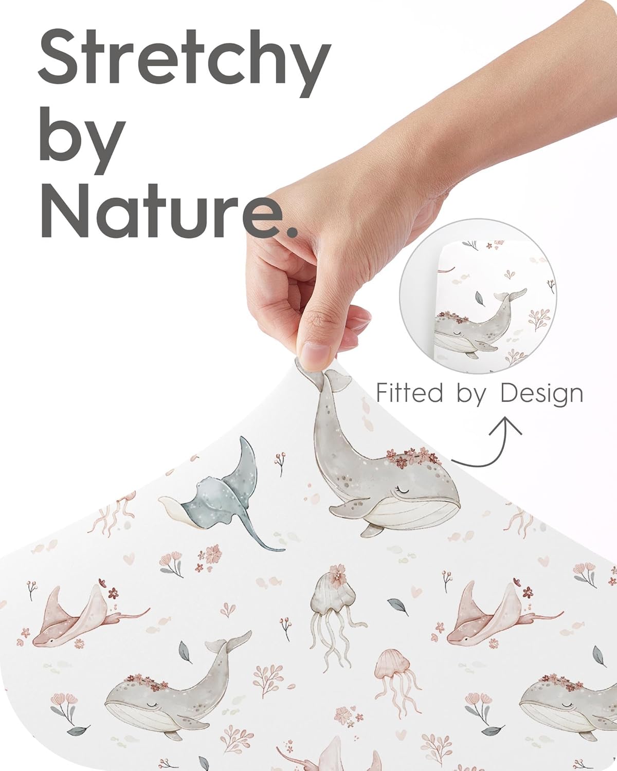 Pack and Play Sheets Fitted, Ultra Soft Mini Crib Sheets Girl, Pink Pack N Play Mattress Sheets Hypoallergenic and Soothing, Premium Jersey Playard Sheets, Safari Sea Animals, 2 Pack