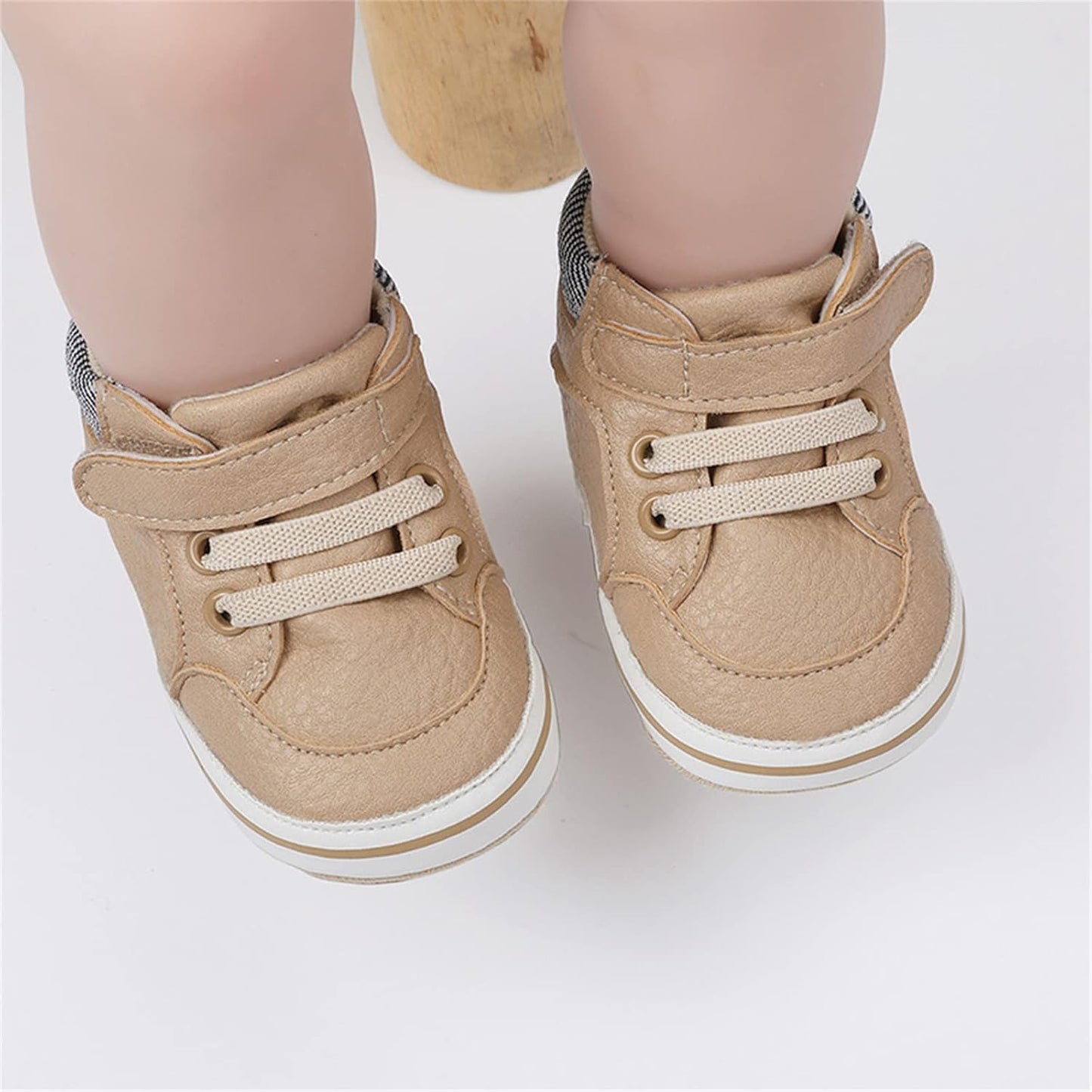 SOFMUO Baby Boys Girls High Top Ankle PU Leather Sneakers Soft Rubber Sole Infant Moccasins Newborn Oxford Loafers Anti-Slip Toddler Wedding Uniform Dress Shoes