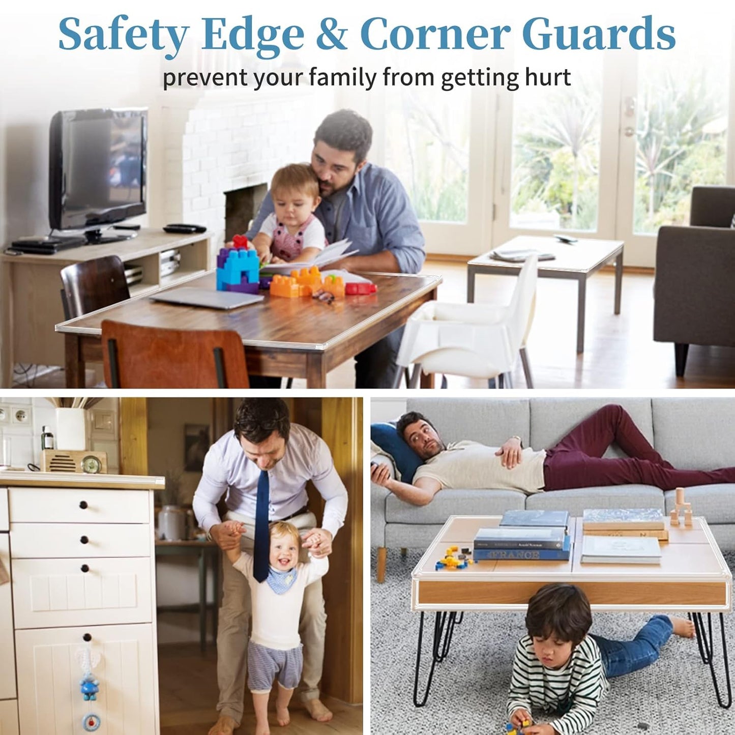 Edge Protector Baby Proofing Corner Protectors Silicone Desk Edge Cushion Child Safety Edge Covers Bumper for Table, Cabinets, Crib, 13ft x 1.2 Inch Edge Protector Strip with 4 Pack Corner Guards