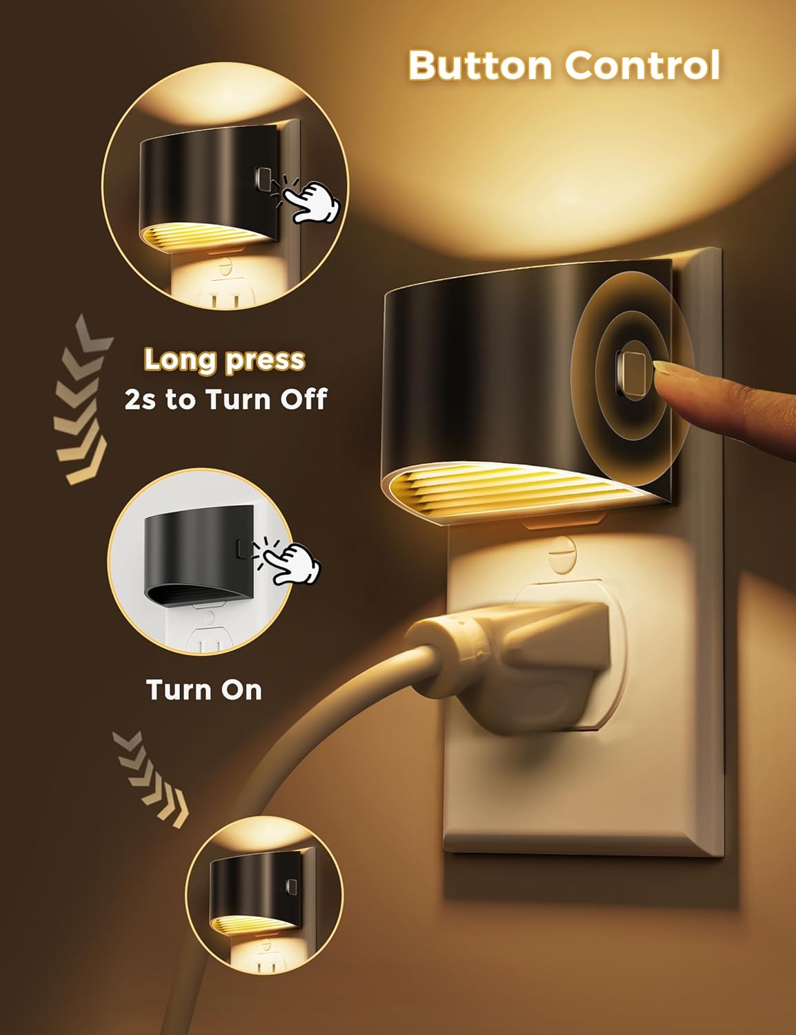 L LOHAS LED Night Lights Plug into Wall 2 Pack, Dusk to Dawn Sensor Nightlight, Brightness Adjustable, 3000K Soft White