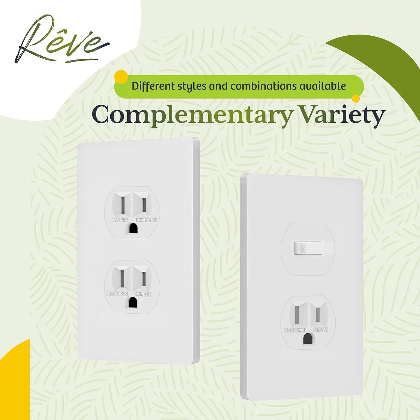 TG Mid-Size Screwless Duplex Wall Plate, Child Safe Receptacle Outlet Cover, Medium Size 1-Gang 4.88" H x 3.11" L, Polycarbonate Thermoplastic, UL Listed, SP-MS1-W10P, White (10 Pack)