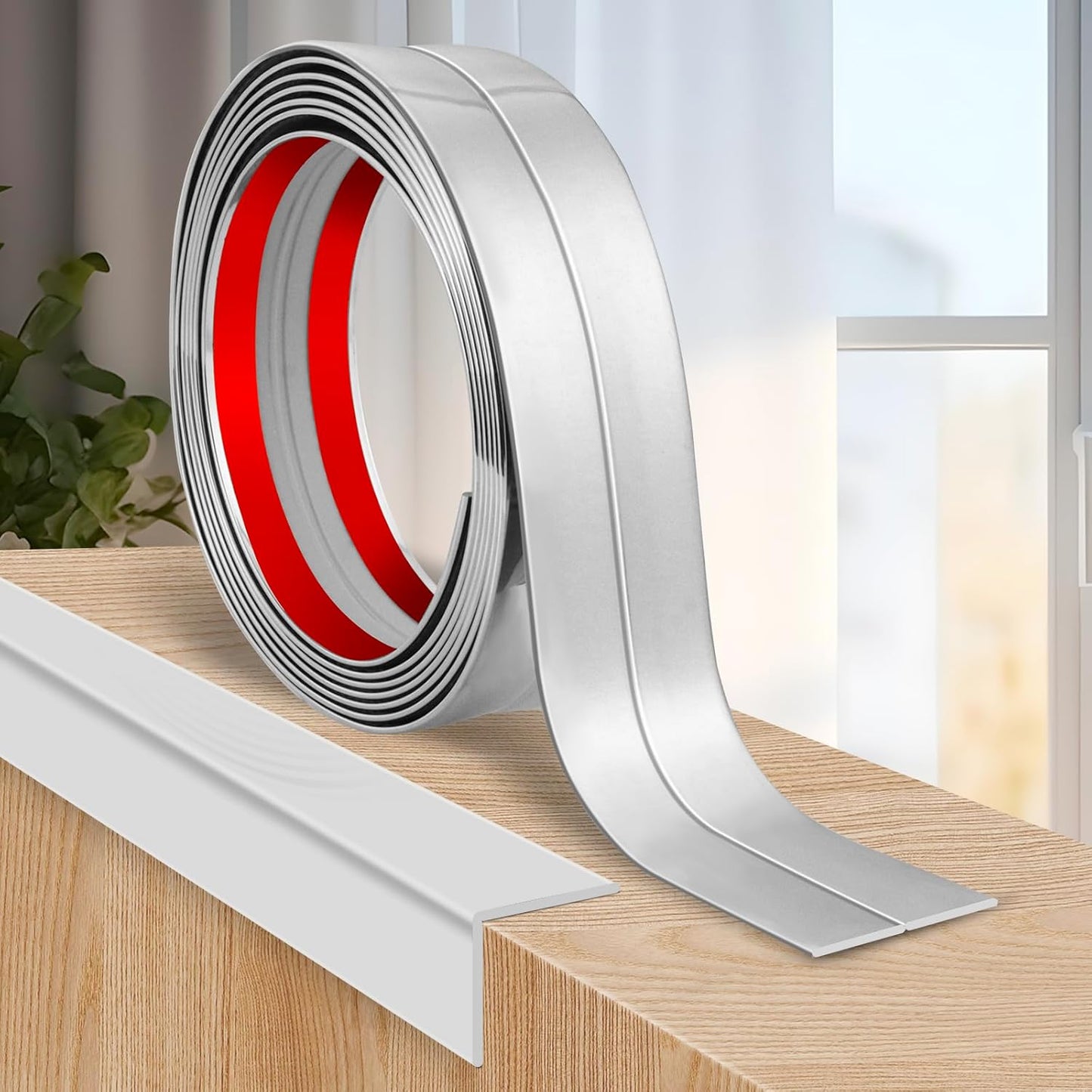 Flexible Wall Corner Protector Moulding Trim Peel and Stick Wall Corner Guards Edge Protector Self Adhesive Wall Molding Trim Strip for Wall Edge Corner Ceiling (Silver, 2.4 in x 20 Ft)