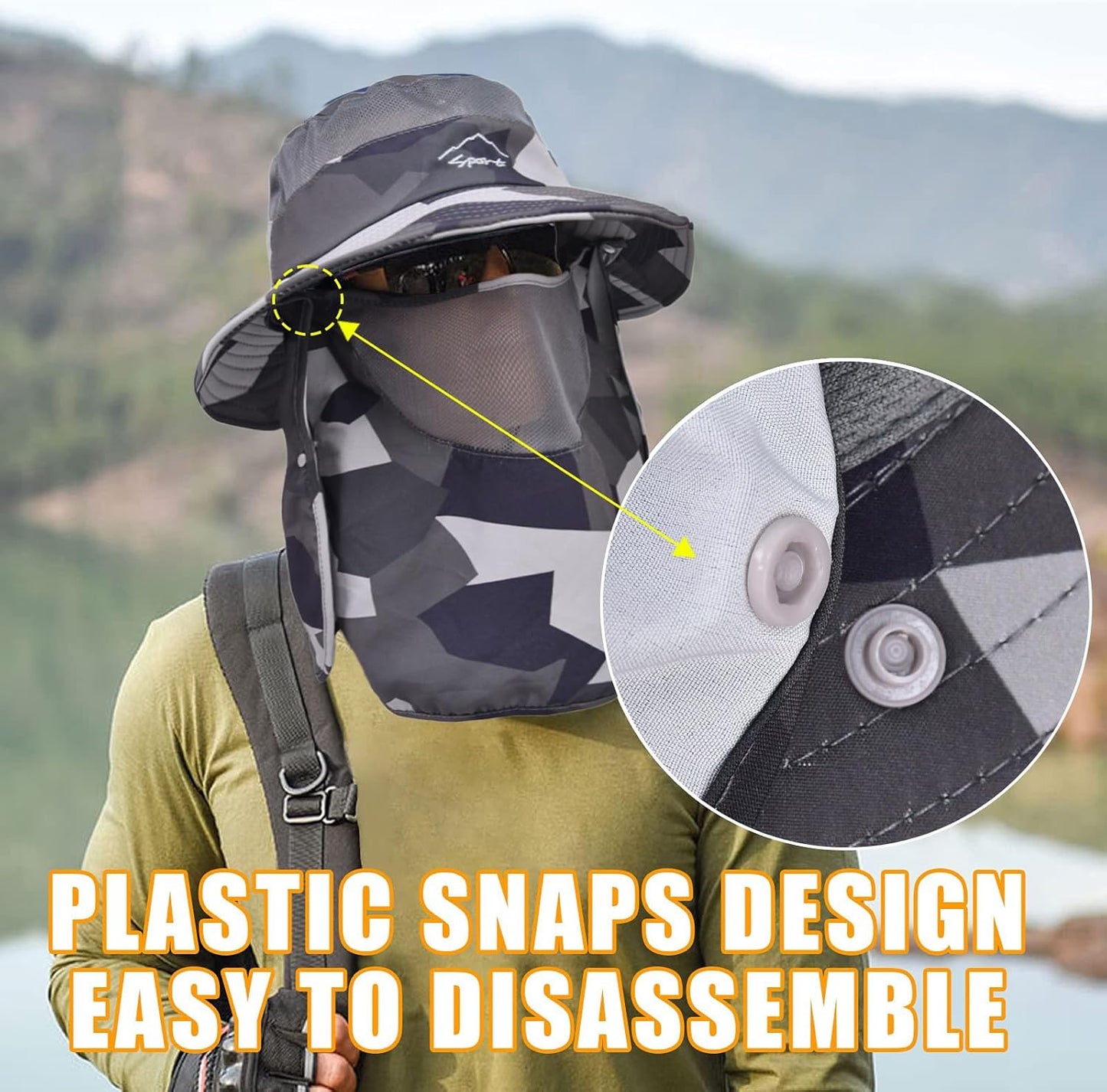 Sun Hats for Men Women Fishing Hat UPF 50+ Breathable Wide Brim Summer UV Protection Hat