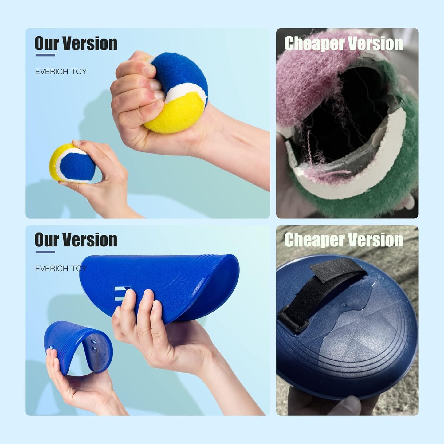 EVERICH Upgraded Toss and Catch Ball Game Set - Indoor and Outdoor Games for Kids 3-12, Beach Sand Pool Water Toy Includes 4 Paddles 4 Sticky Balls, Great Birthday Easter Gifts for Boys Girls