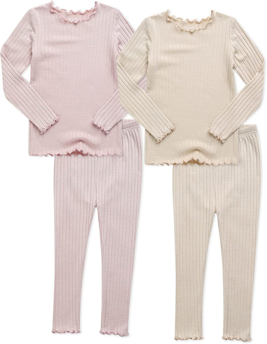 VAENAIT 6M-12Y Toddler Kids Girls Boys Soft Comfy Modal Tencel Solid Raglan Sleepwear Pajamas Pjs 2pcs/4pcs Set