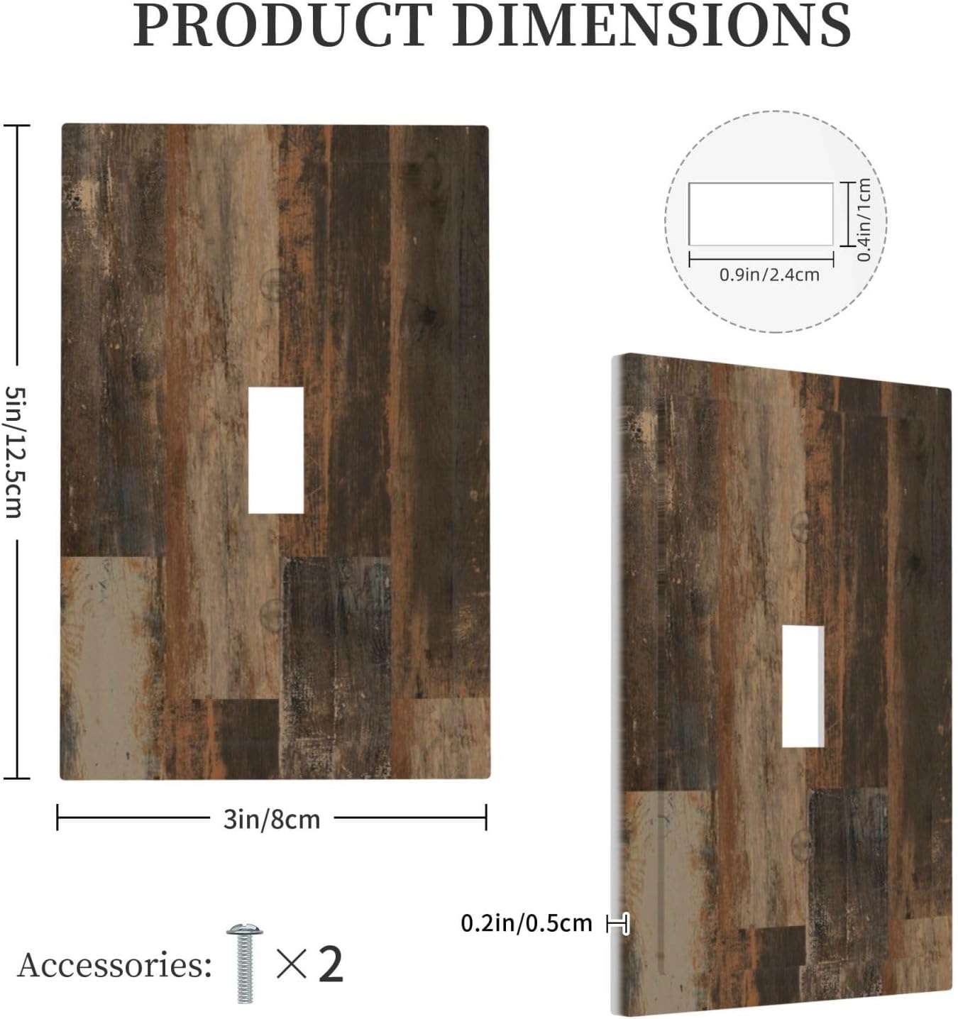 Rustic Brown Wood Grain Dark Oak Decorative Light Switch Cover 1 Gang Single Toggle Device Electrical Faceplate Switchplates Decorator Outlet Wall Plate for Farmhouse Home Decor