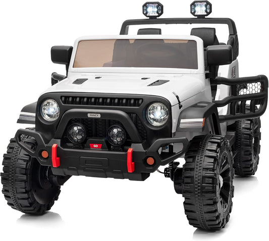 2 Seater Ride on Toy Car for Kids, 24V 4x4 Ride-on Truck Kids Electric Car w/Remote Control, 4x200W Motors - White