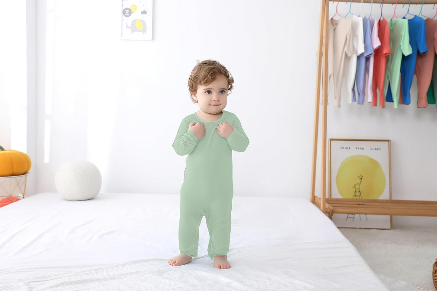 GUISBY Rayon Baby Pajamas, Long Sleeve with Snap Closure Pajamas Sleepers