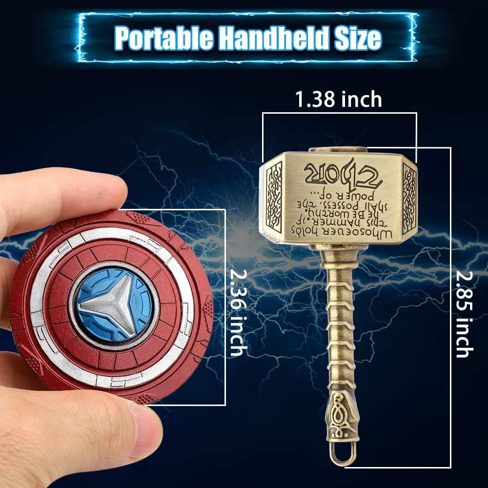 Mjolnir Fidget Spinner Toy for Kids Adults, Thor's Hammer Finger Hand Spinner, Metal 2 in 1 Transformable Fidget Keychain, Infinity Cube Anti Anxiety Stress Relief Gift for Classroom Office (2 Pack)