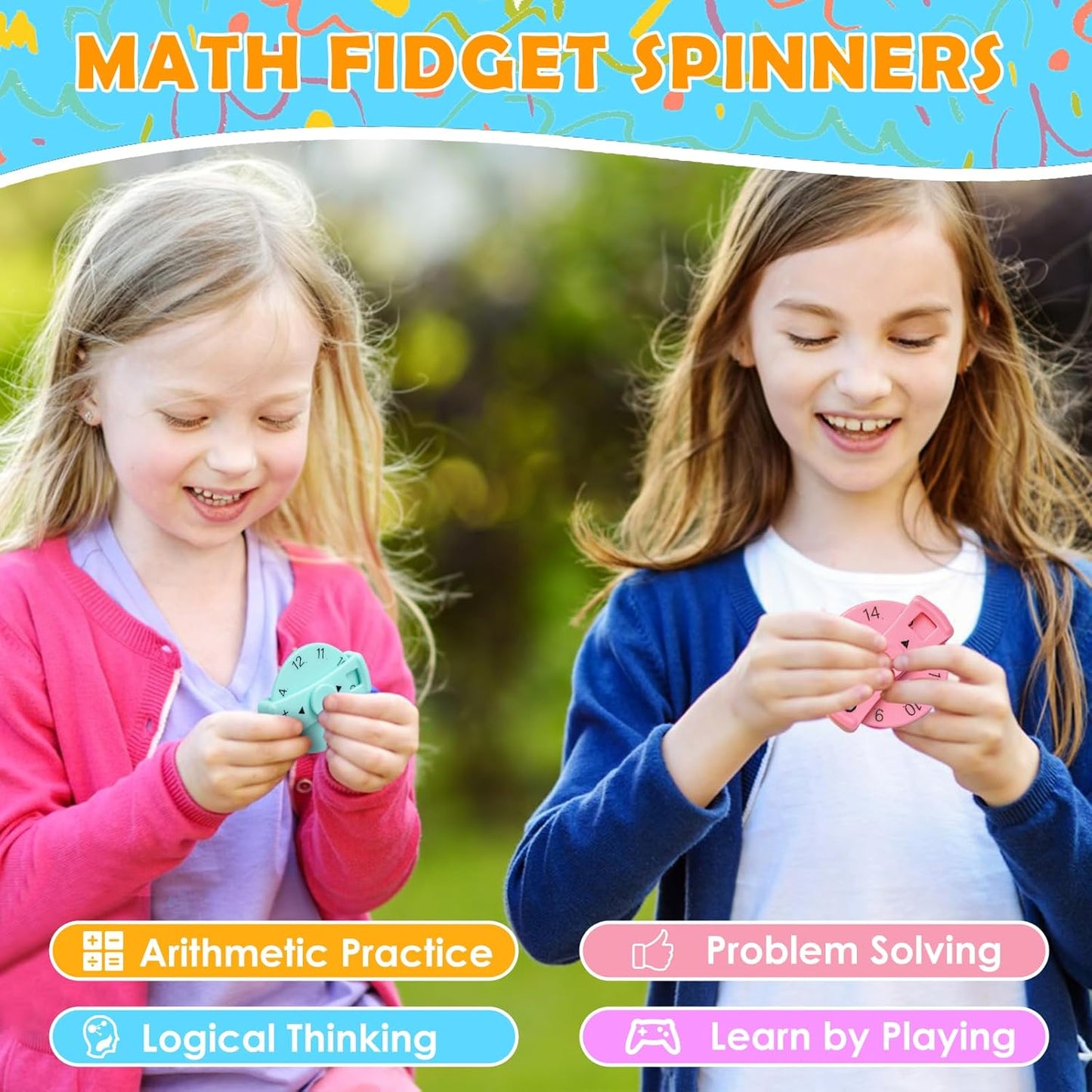 Updated Math Fact Fidget Spinners, Math Facts Fidget Spinners, This is for All The Stimmers - Fidgeters Who are Learning Math, Division and Multiplication on One Fidget (Add Or Subtract 9pcs)