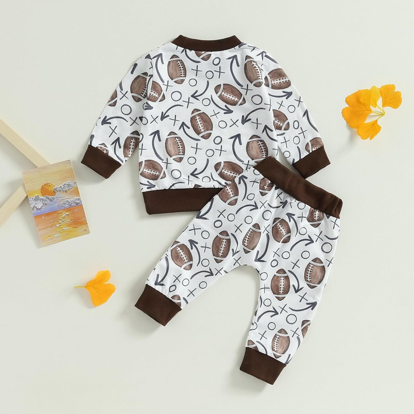 Baby Boy Clothes Fall 6 12 18 24 Months Football Long Sleeve Pullover Tops & Pant Sets Toddler Winter Outfits