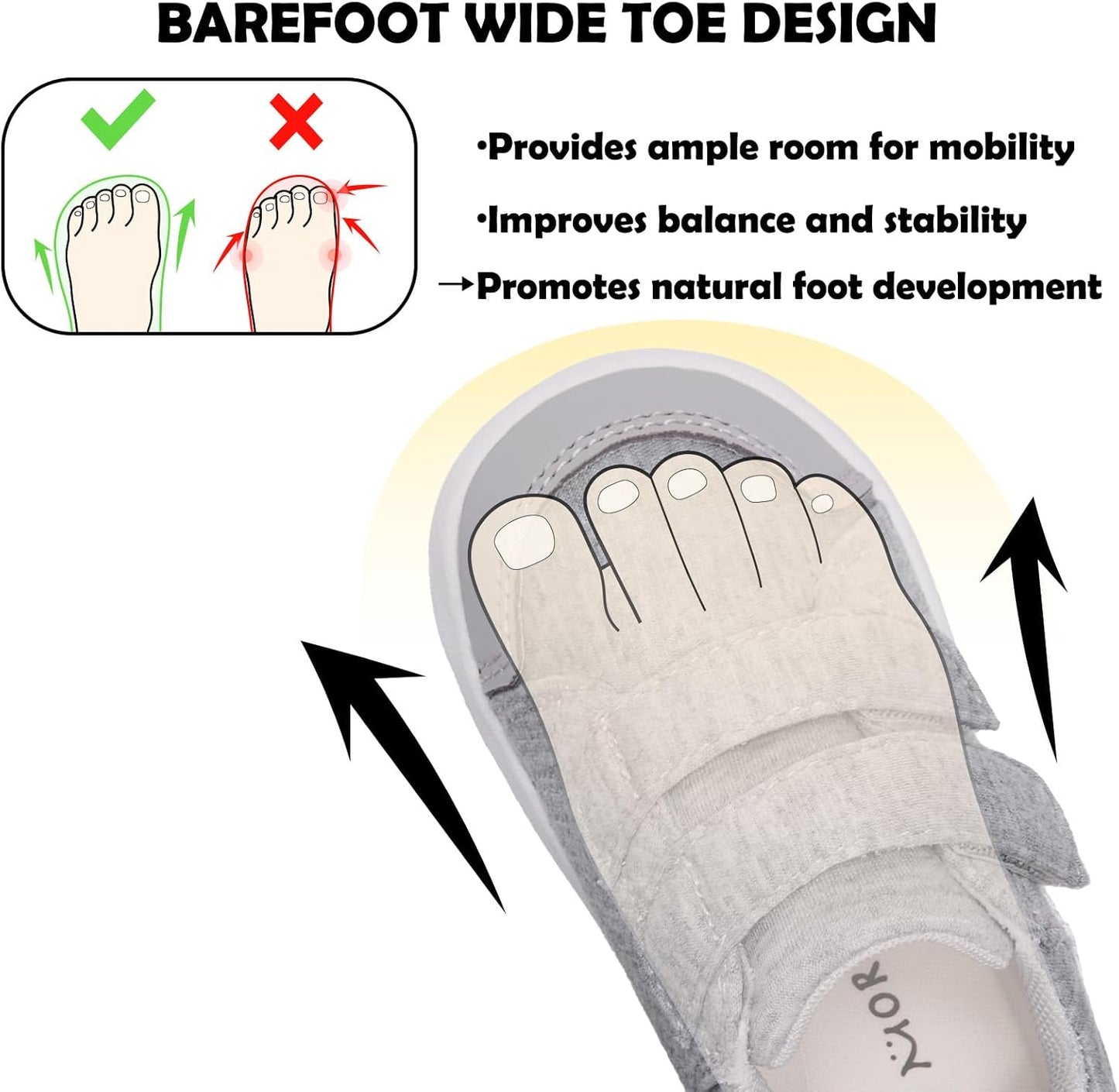 MORENDL Wide Toe Box Shoes Toddler Barefoot Shoes Baby Walking Shoe Boy Girl Non-Slip Zero Drop Minimalist Sneakers Comfort Tennis Outdoor Activities