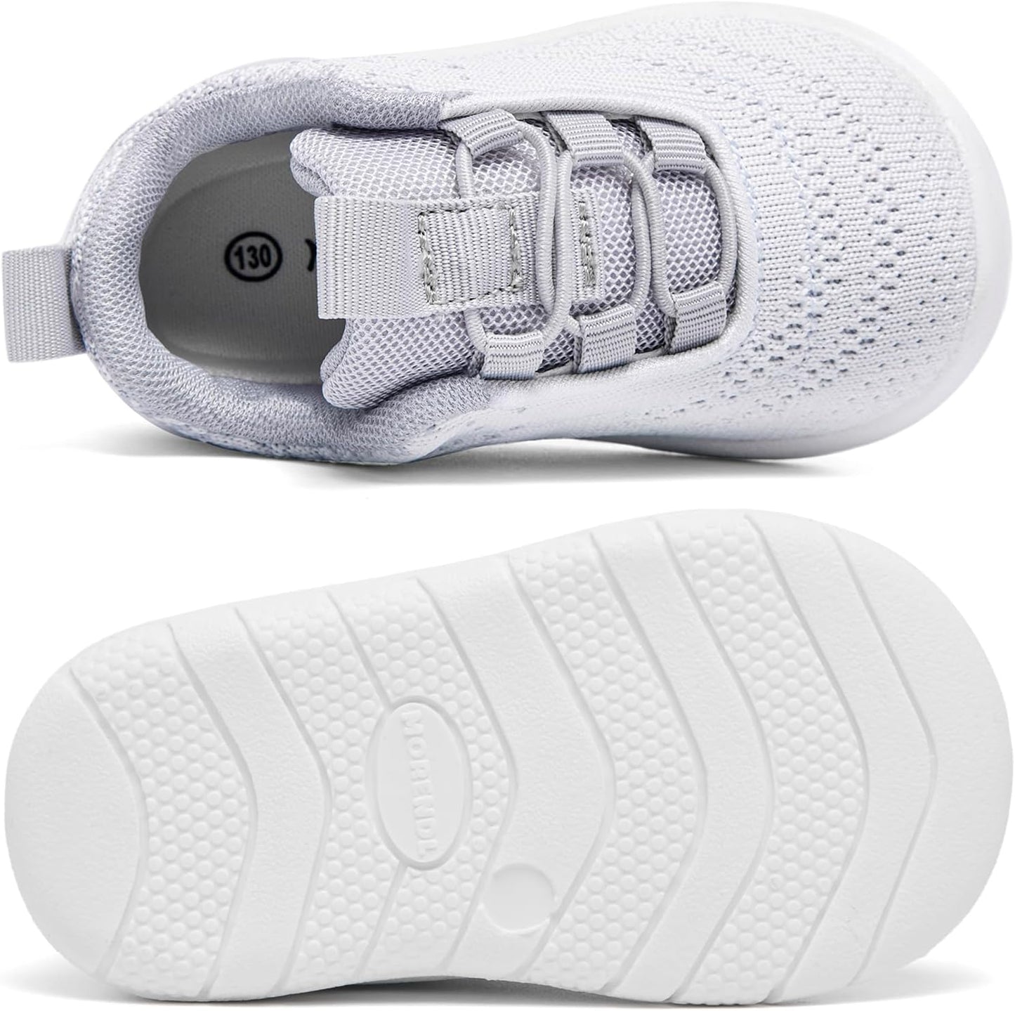 MORENDL Toddler Slip On Sneakers Baby Walking Shoes Non-Slip Breathable Unisex Pink Mesh Lace-Up Athletic Sneakers Infant Running Shoes