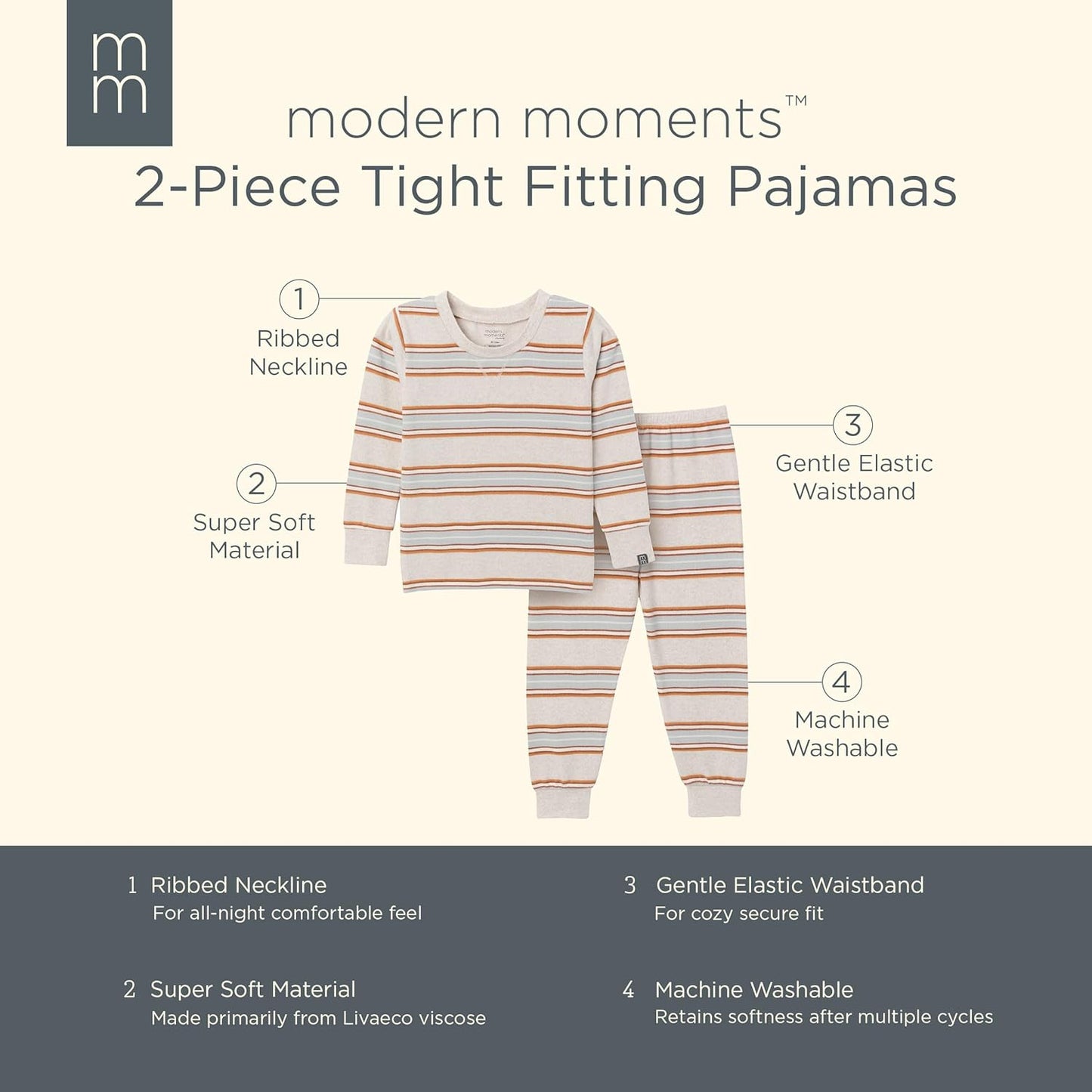 Modern Moments by Gerber Baby and Toddler Hacci Snug Fit 2-Piece Pajama Set