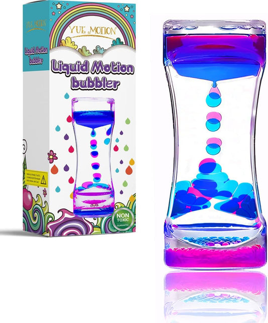 YUE MOTION Liquid Motion Bubbler - Calming Toys for Kids and Adults - Liquid Hourglass - Handheld Oil Timer - Sensory Toys for Autism, Anxiety