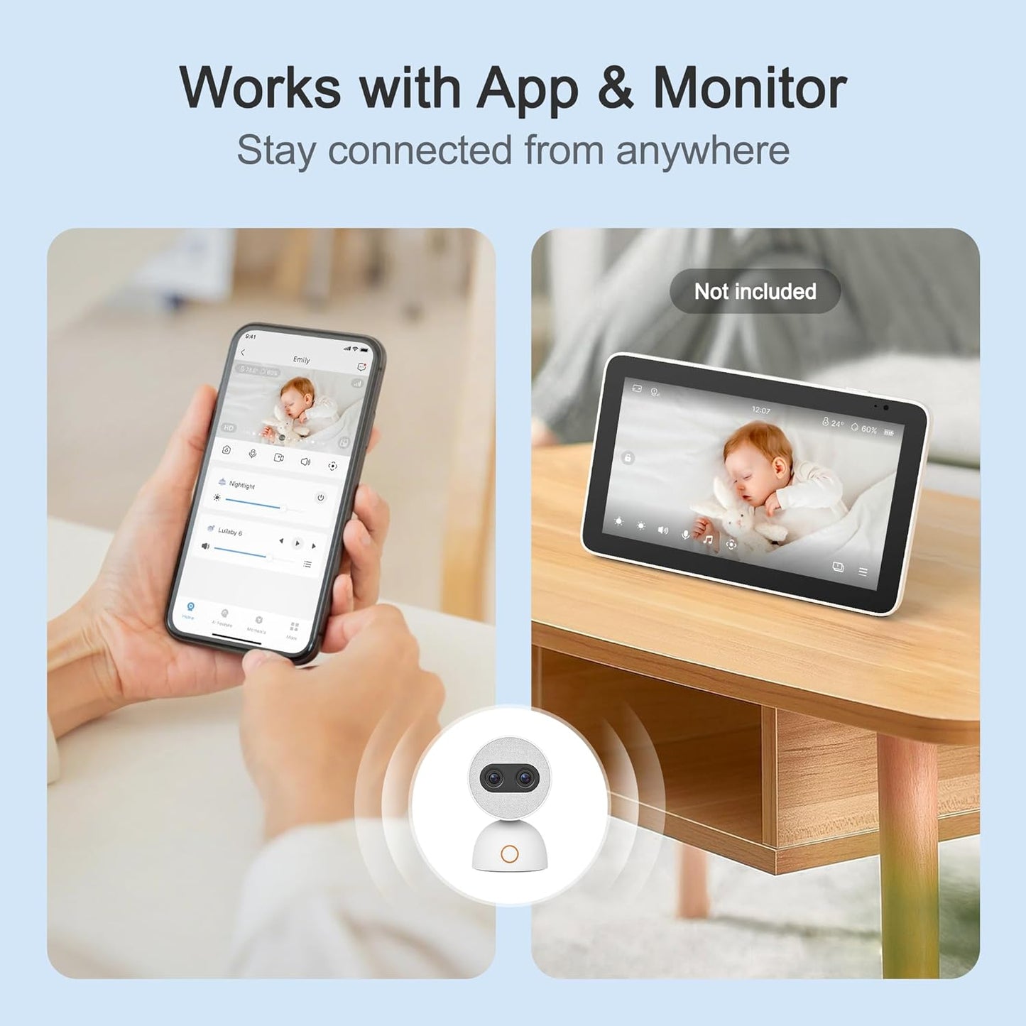 Simsky Smart Baby Monitor with 2×4MP Camera, 6X Optical Quality Zoom, AI Tracking, Intelligence Detection, Pan-Tilt-Zoom, 32GB Local Storage, Add-on Camera Monitor