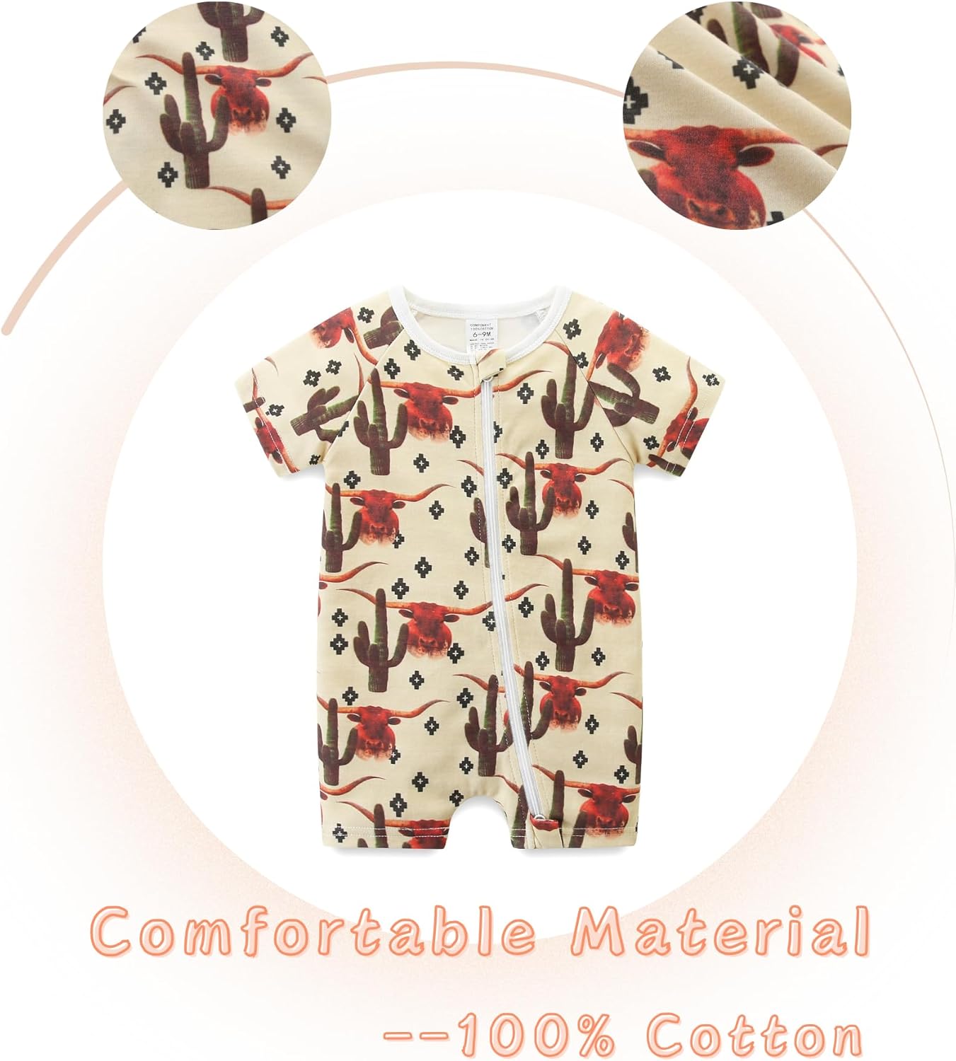 Unisex Summer Trendy 2-Pack Rompers Short Sleeve Zipped Bodysuit Infant Cotton Outfits