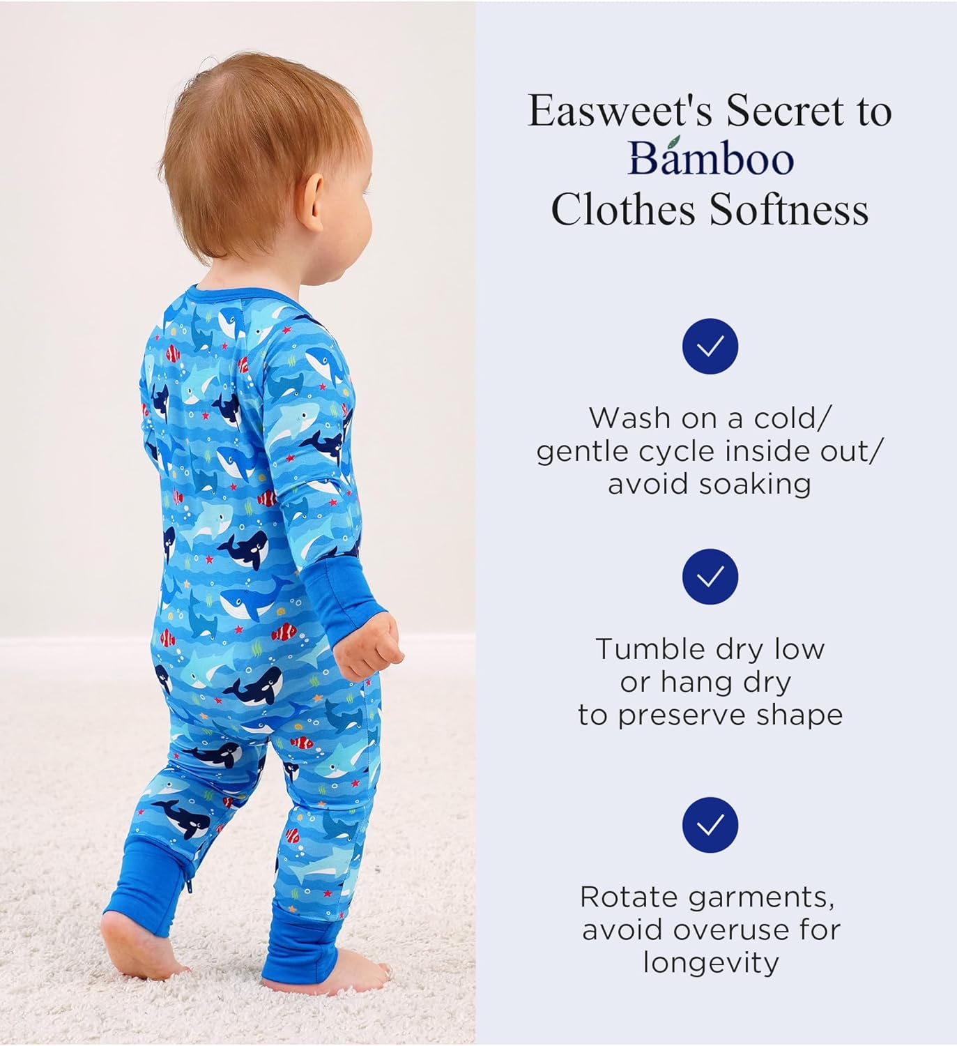 Baby One-Piece Romper Footless Bamboo Viscose Pajamas Sleepers for Baby Boys and Girls