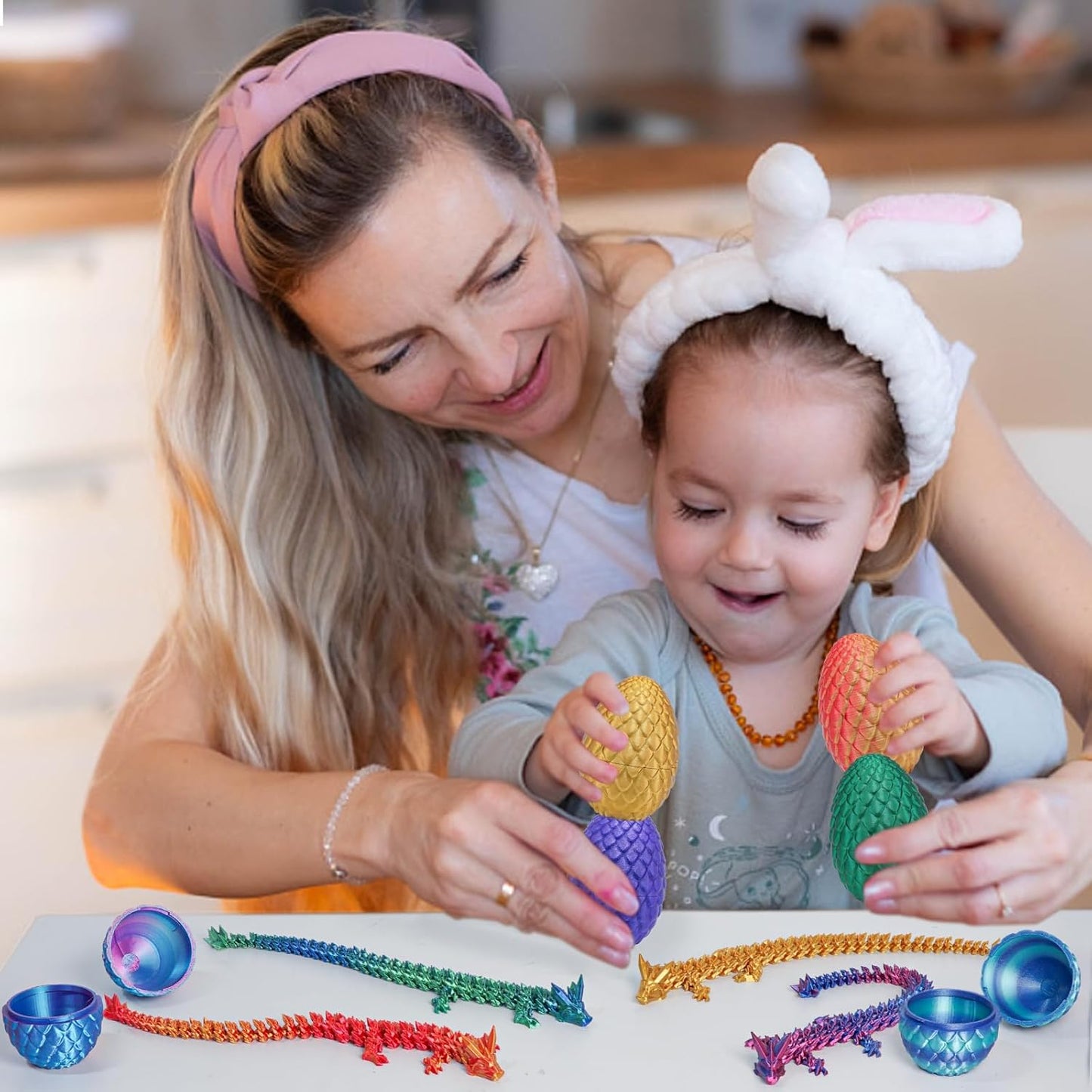 Small Dragon Eggs with Dragon Inside, 3D Printed Surprise Funny Gifts for Kids, Articulated Dragon Fidget Toys for Adults, Executive Desk Toys Office Room Décor (Gold)