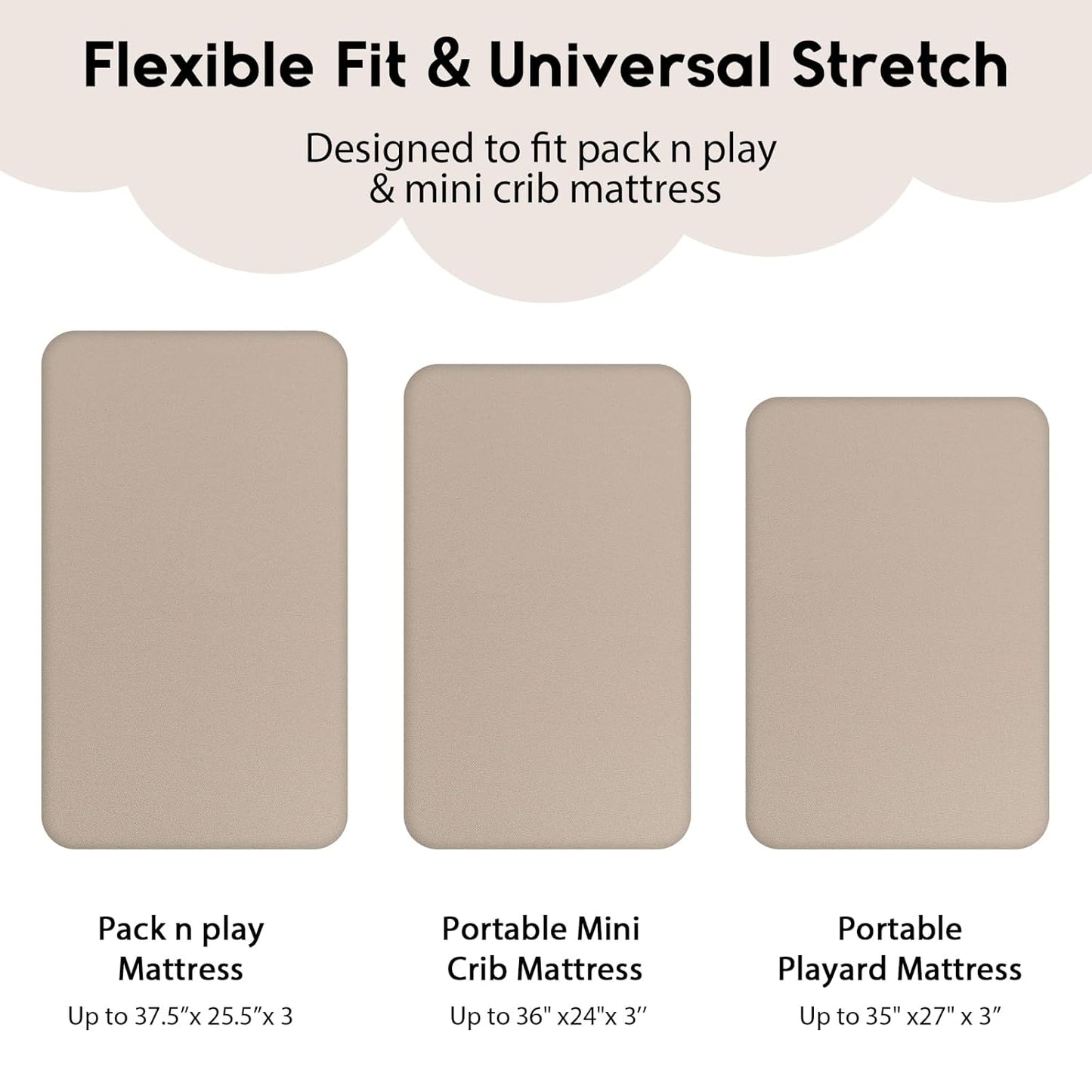 Yoofoss Pack and Play Sheets Fitted, Mini Crib Sheets 2-Pack for Pack N Play Mattress, Stretchy Playard Sheet, Soft and Breathable Brown+Leaf