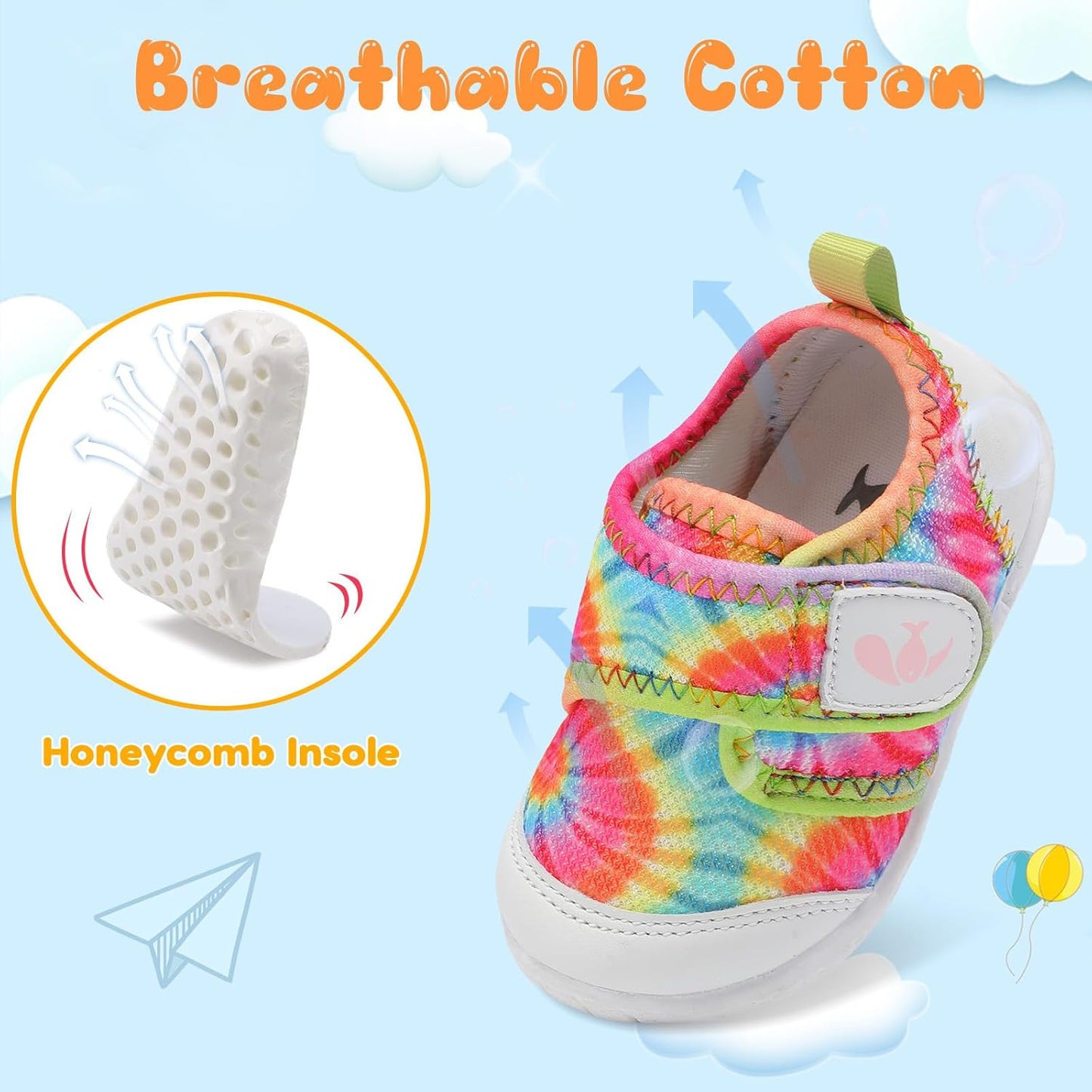 FEETCITY Baby First Walking Shoes Boys Girls Infant Sneakers Crib Shoes Breathable Lightweight Slip On Shoes