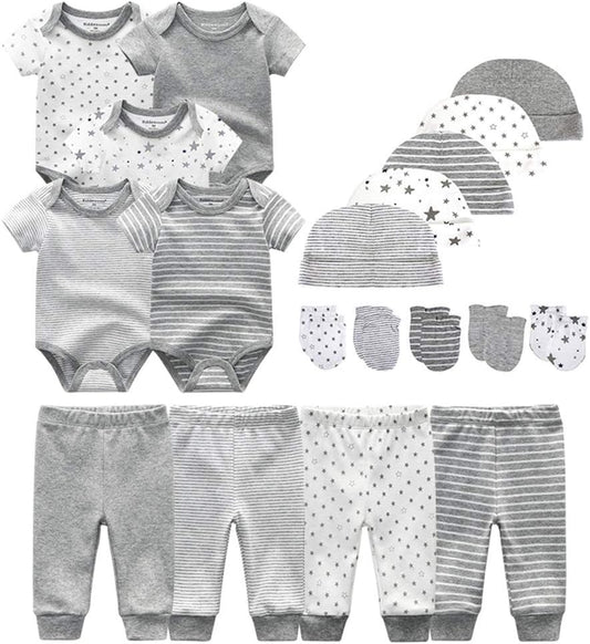Kiddiezoom Unisex Baby Layette Essentials Giftset Clothing Set 19-Piece For Newborn Baby