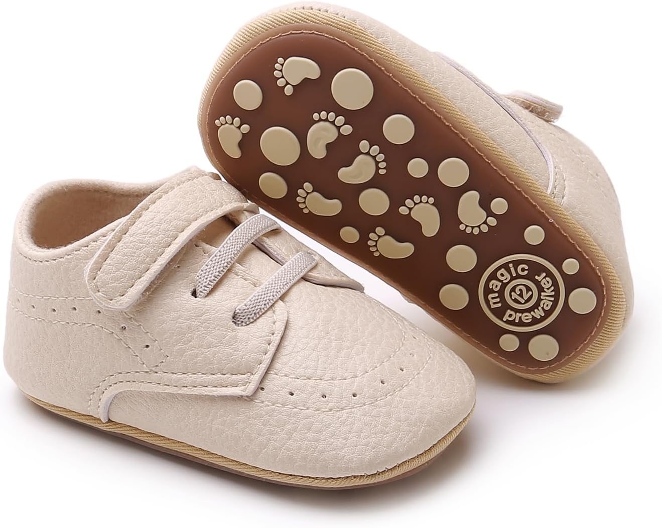 SOFMUO Baby Boys Girls High Top Ankle PU Leather Sneakers Soft Rubber Sole Infant Moccasins Newborn Oxford Loafers Anti-Slip Toddler Wedding Uniform Dress Shoes