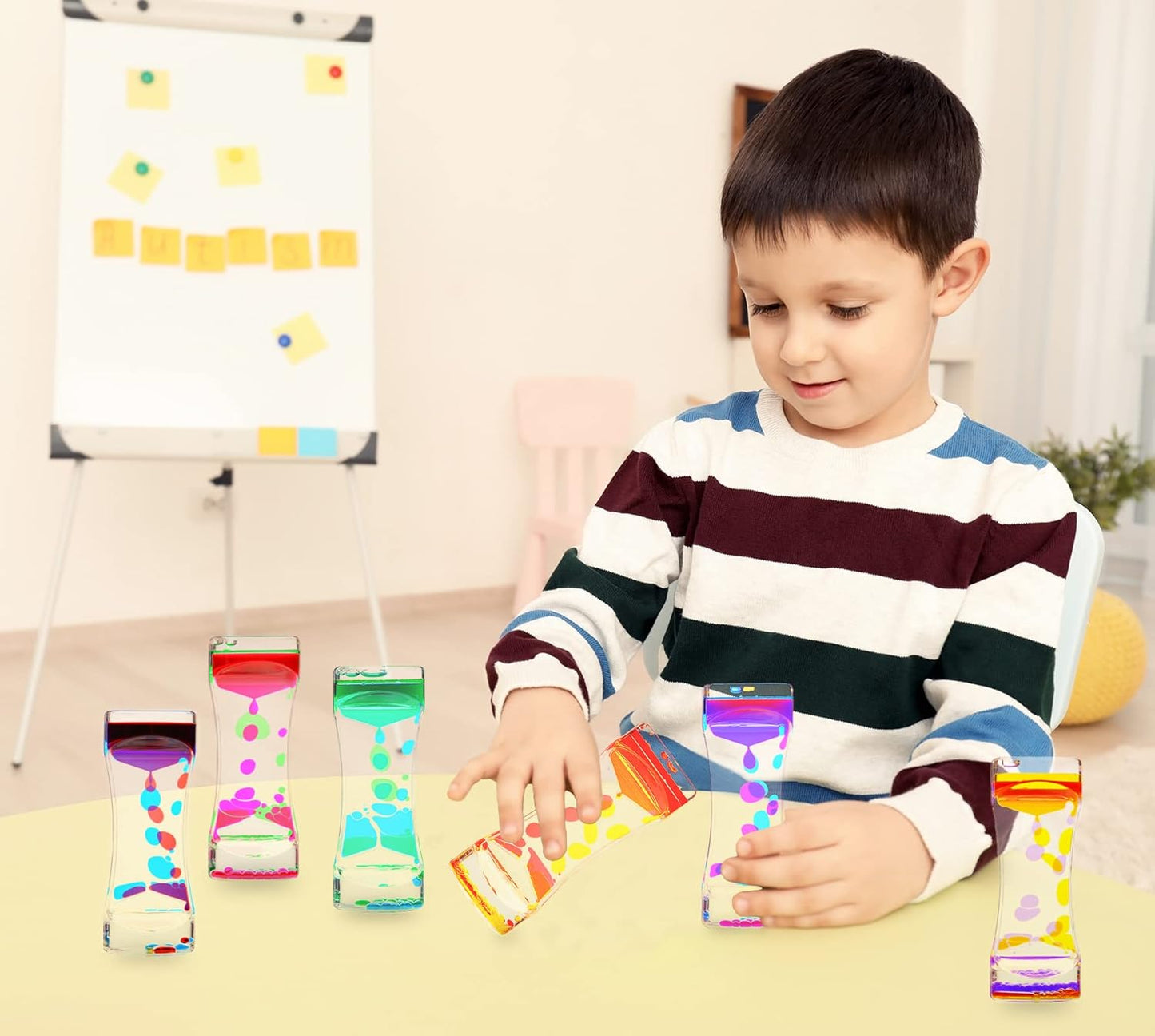 Liquid Motion Bubbler,9 Pack Floating Sensory Play Water Timer Fidget Toys for Adults and Kids,Calm Relaxing Autism ADHD Children Activity, Colorful Hourglass for Sensory Play