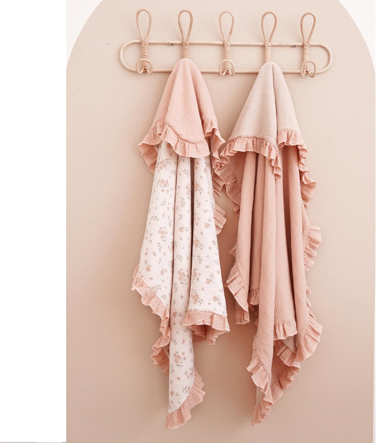 Konssy Flounce Muslin Baby Blankets, Cotton Crib Blanket for Baby Infant Toddler, Super Soft and Lightweight Nursery Blankets 40"x36" (Blossom)