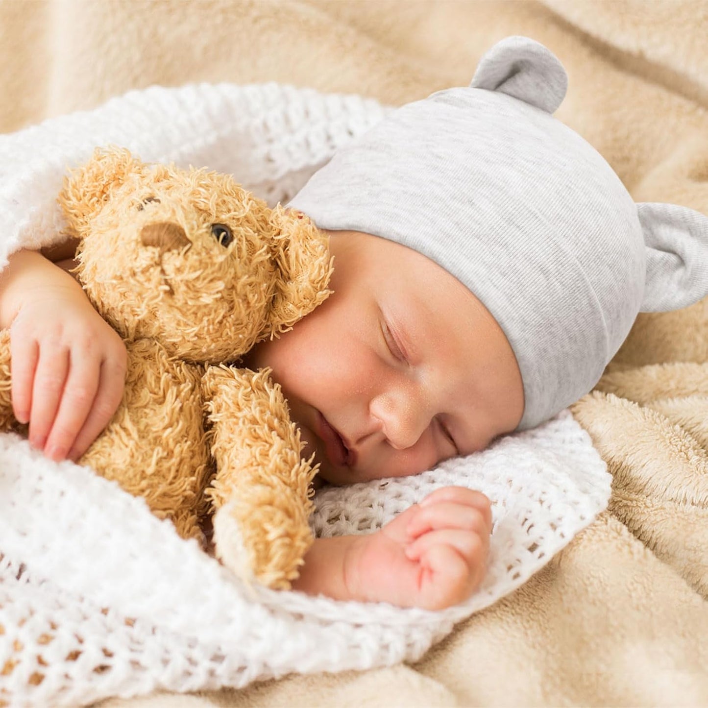 DRESHOW BQUBO 4 Pieces Baby Beanie Newborn Toddler Soft Cute Knit Hat Hospital Hats for Baby Boys Infant Cap Beanies