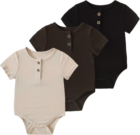 ROMPERINBOX Bamboo Onsies Baby Boy Short Sleeve 3 Pack Baby Bodysuit for Newborn Infant 0-24 Months, Viscose from Bamboo