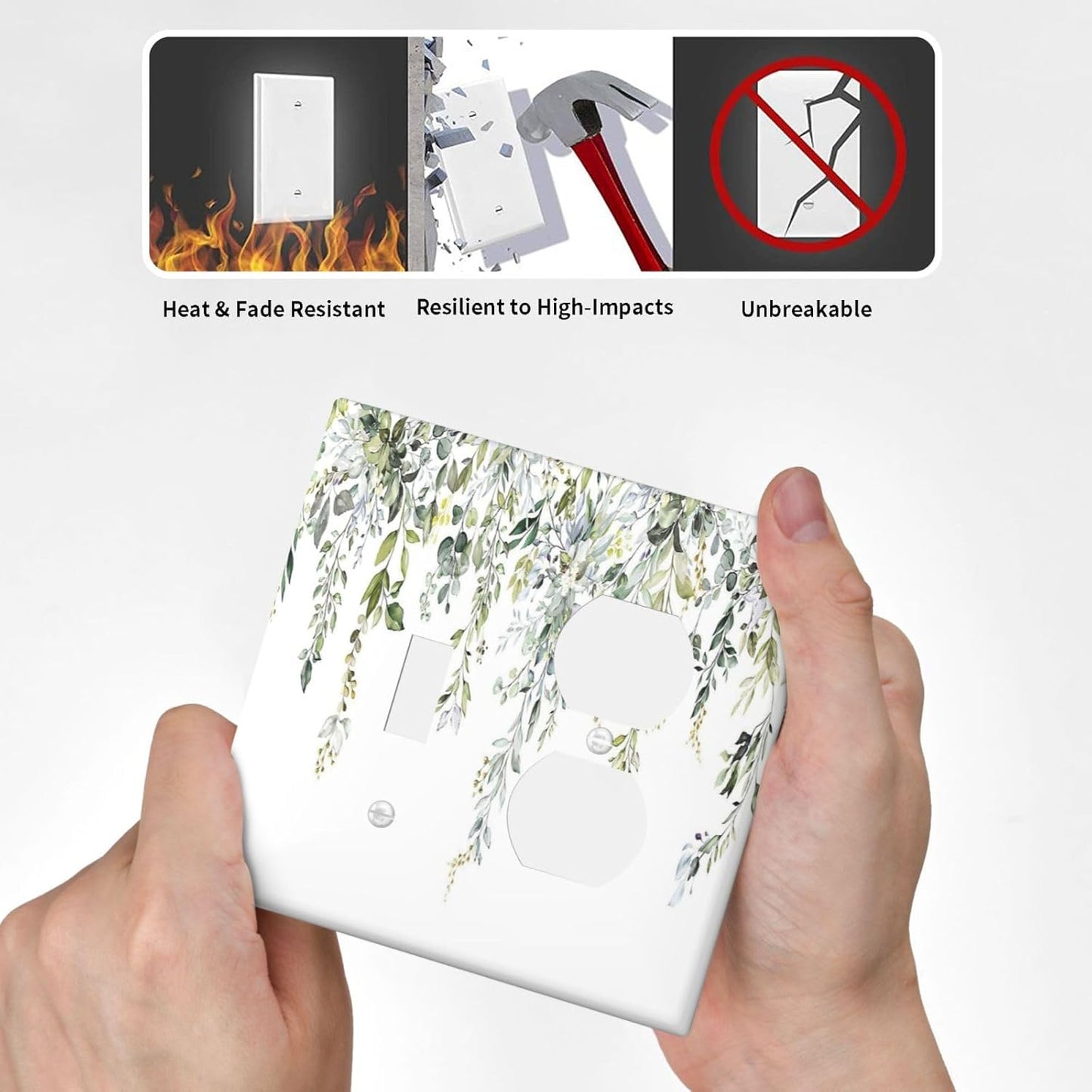 Wallplates Boho Farmhouse Flower Leaf Sage Green 1 Toggle 1 Duplex Switch Plate Electrical GFCI Faceplate Decorative Light Switch Covers for Bedroom Cabin Decor