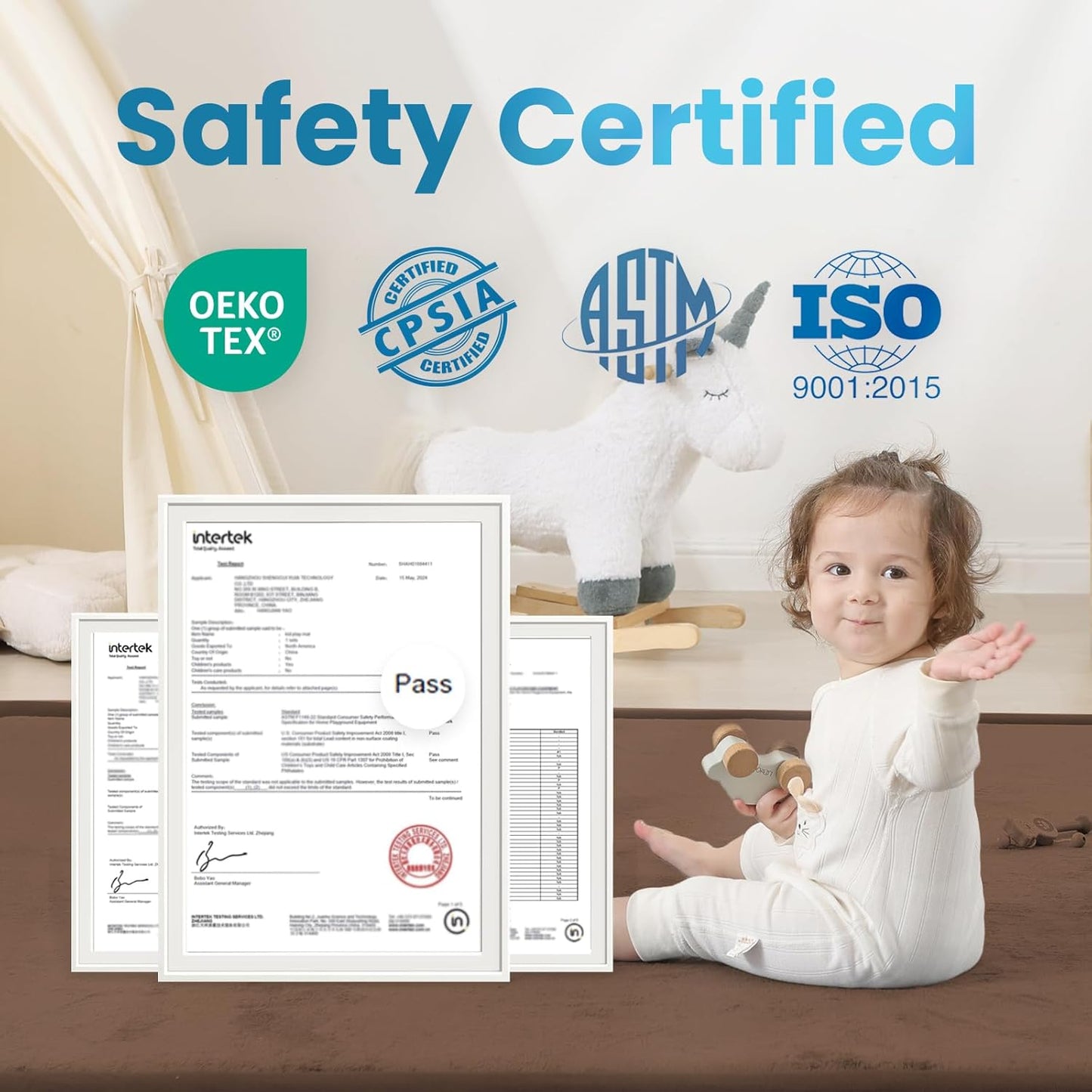 Ultra Soft Baby Play Mat,79"×158" Extra Large Activity Tummy Time Mat for Toddlers,Infants,Kids,1.3" Thick Elasti-Foam Nursery Rug for Floor,Non-Slip Safe for Crawling,Water-Repellent(Chocolate Brown)