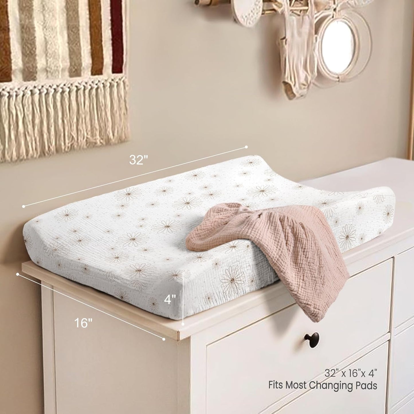 lulumoon Muslin Changing Pad Covers: Baby Cotton Changing Table Covers - Soft Changing Pad Sheets for Boys Girls