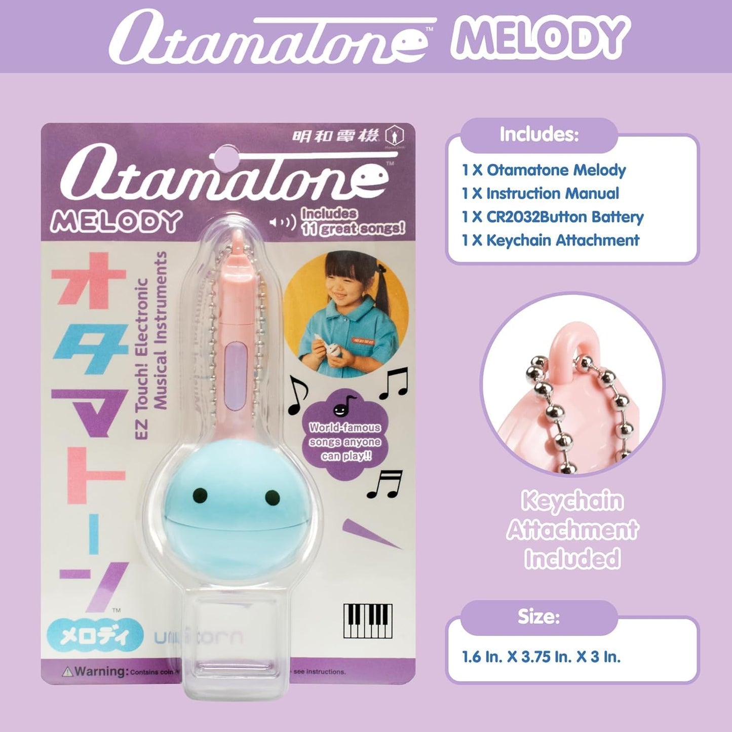Otamatone Melody Series Japanese Electronic [Mini Size] Musical Instrument [11 Pre-Programmed Songs] Portable Synthesizer from Japan by Maywa Denki [English Instruction], Unicorn