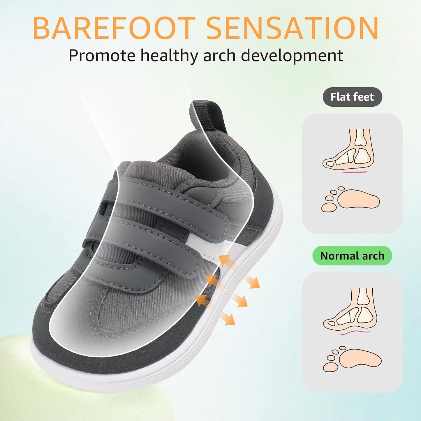 Toddler Wide Toe Box Barefoot Shoes Boys Girls Sneakers Zero Drop Kid Tennis Running Shoes Lightweight Non-Slip Comfortable Infant First Walking Shoe Outdoor Activities School