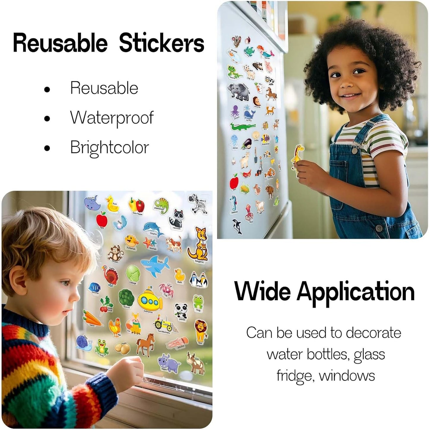 Reusable Sticker Books for Toddlers 1-3, 3 Sets Sticker Books for Toddlers 2-4 Years, Toddler Travel Toys for Kids 2 3 4 Year Old Girls Boys