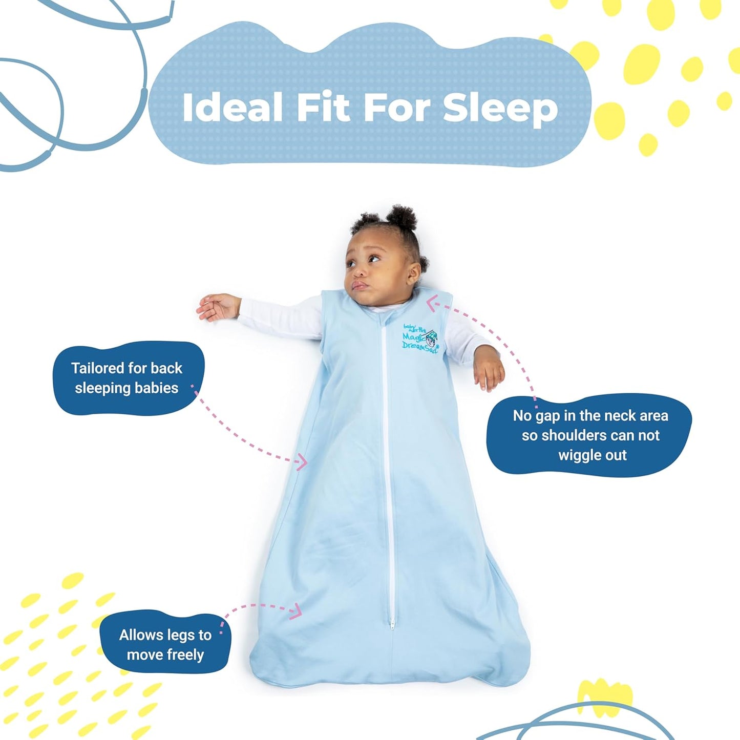 Magic Sleepsuit Baby Merlin's Cotton Baby Swaddle Transition Product - Soft and Cozy Design, Double Zipper for Easy Diaper Changes, Promotes Safe Sleep, 3-6 Months - Cream - Small 12-18lbs