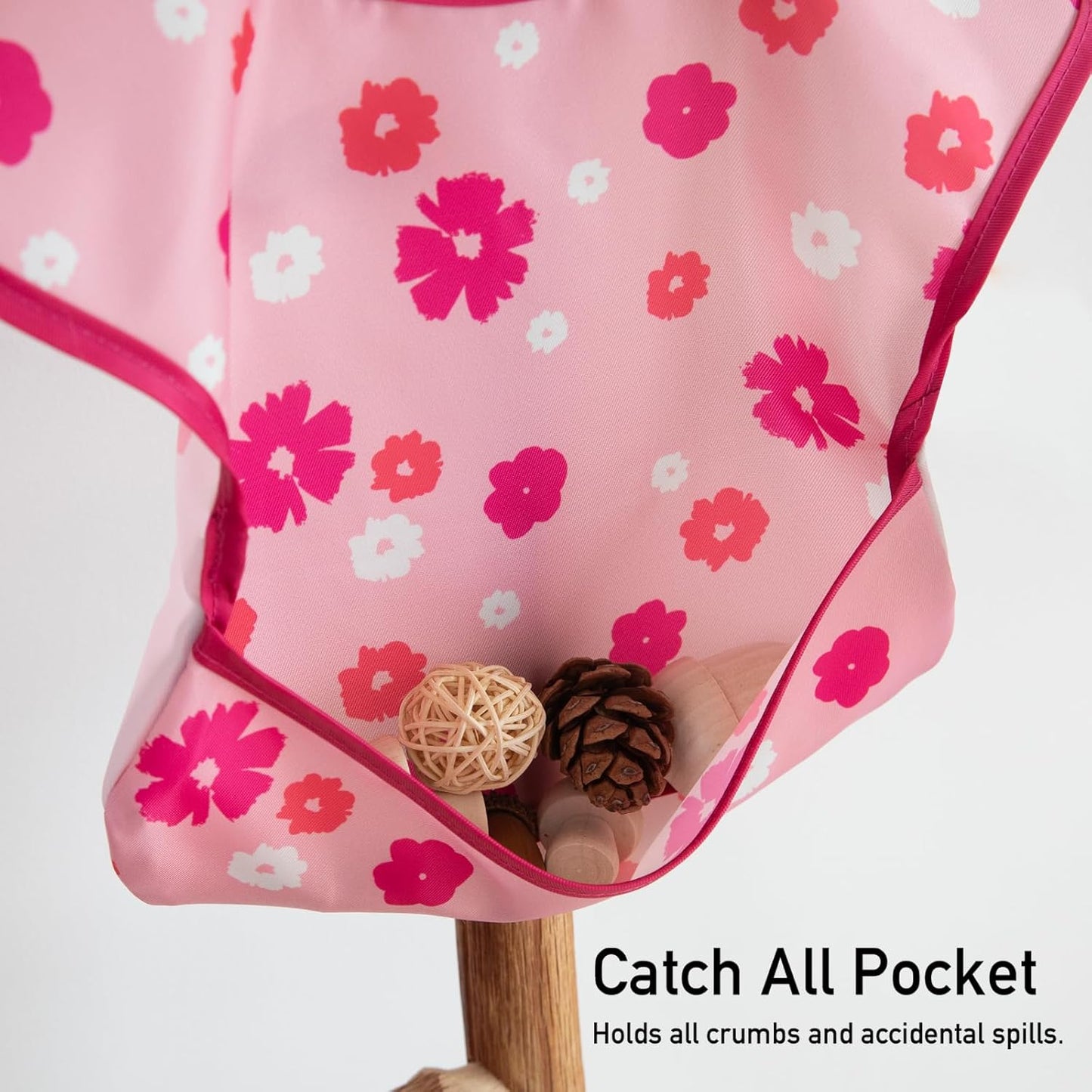 Mess Proof Baby Bib 3 Pack, Waterproof Led Weaning Baby Feeding Bibs with Food Catcher, Travel Feeding Bibs