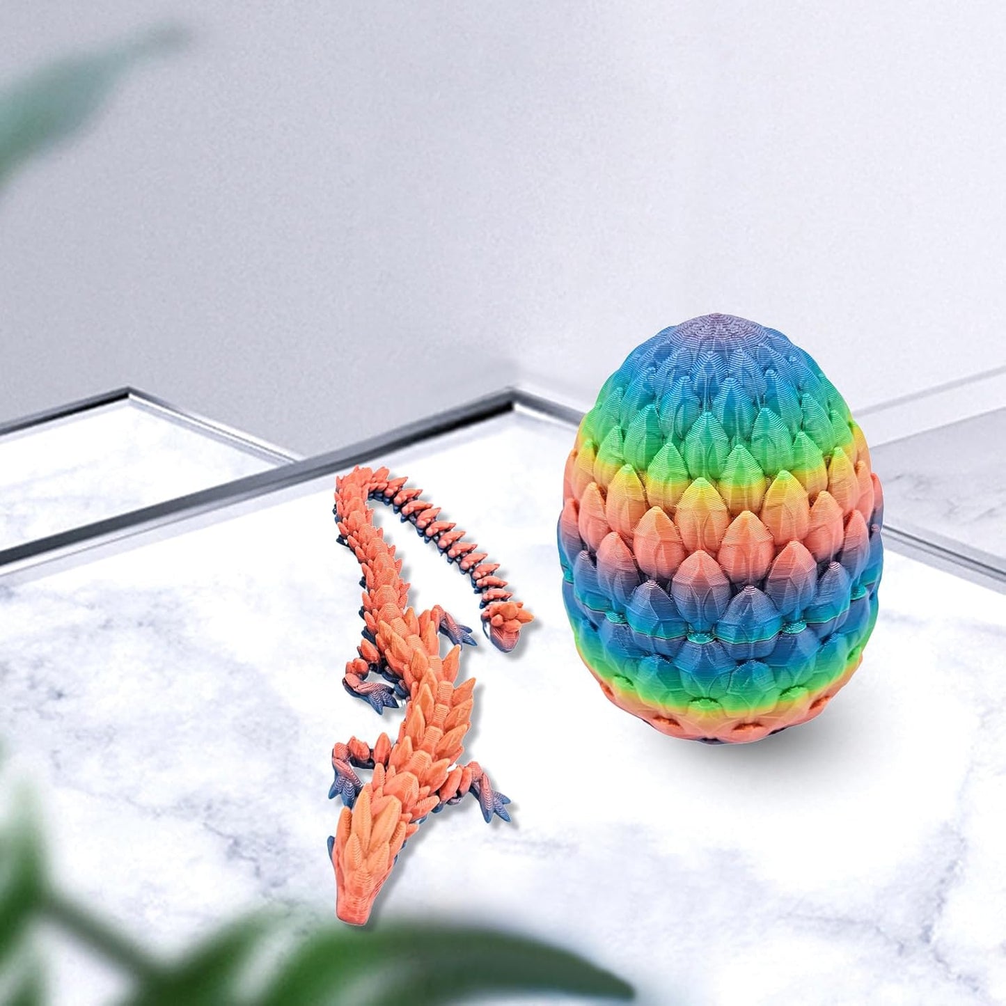 Easter Dragon Eggs 3D Printed Dragon Egg with Dragon Inside Articulated Crystal Dragon Fidget Toy Mystery Easter Suprise Home Office Decor Executive Desk Toys