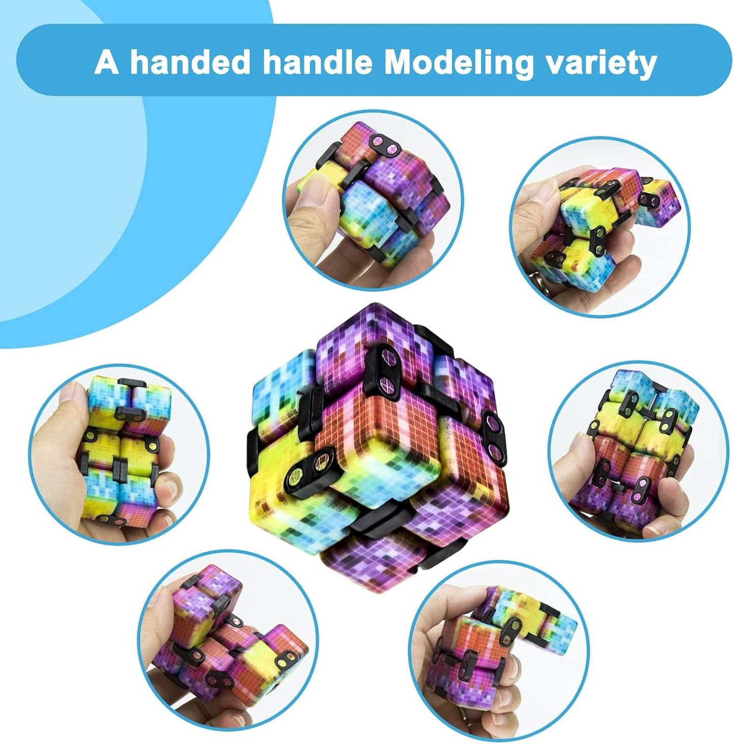 Infinitycube Fidget Toy Stress Relieving Fidgeting Game for Kids and Adults,Cute Pocket-sized Unique Gadget for Anxiety Relief and Kill Time (Mini Colorful Plaid)