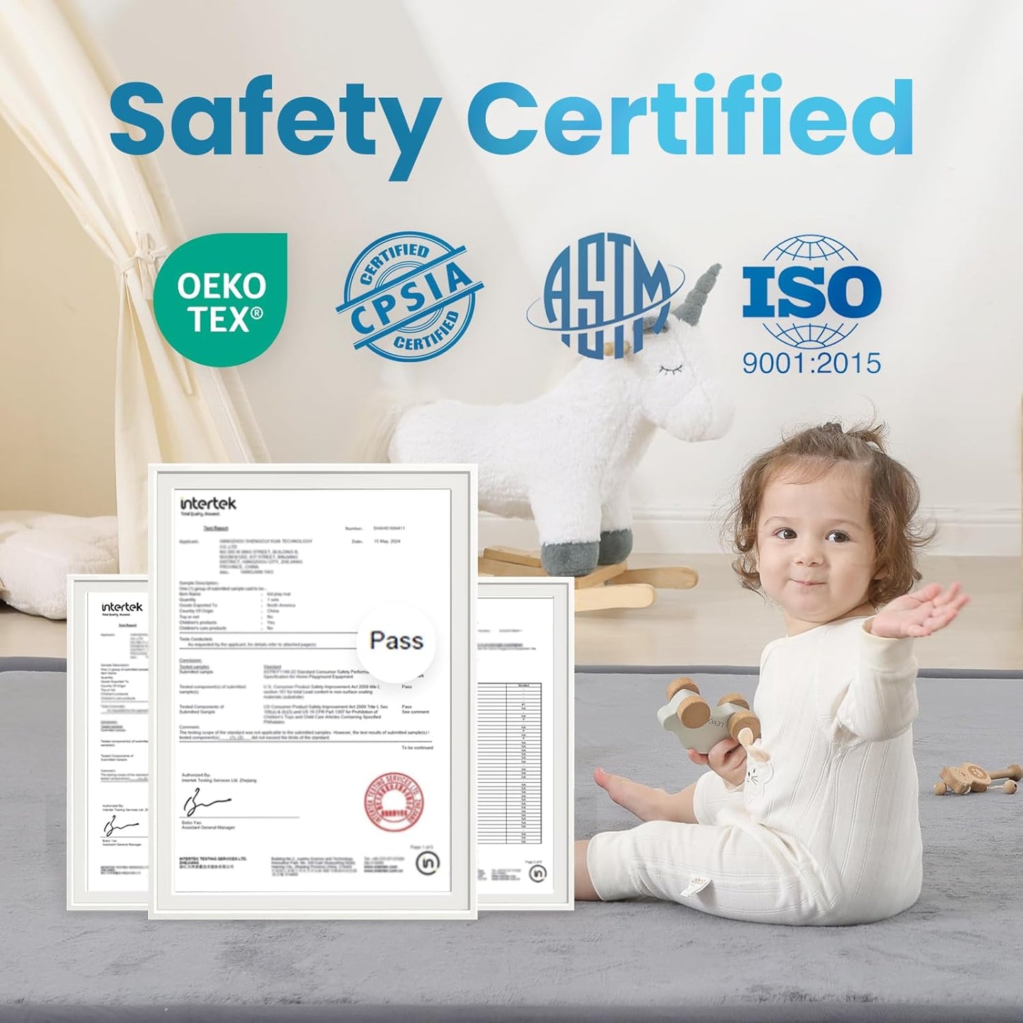 Baby Play Mat for Kids Room,Extra Thick Elasti-Foam Anti-Fall Cushion Mat for Babies,Toddlers,Infants,Water-Repellent&Non-Slip Bedroom Bedside Rugs(Dark Grey)