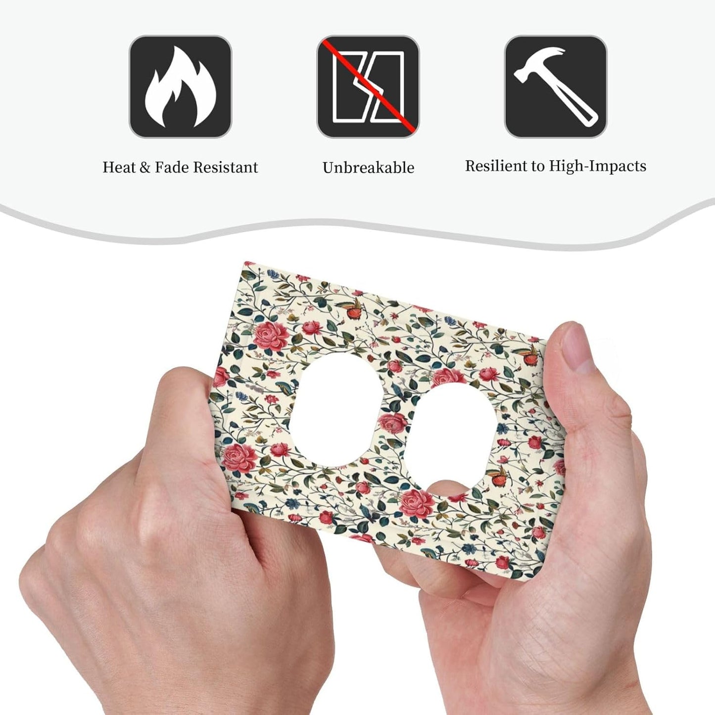 Outlet Covers Vintage Flowers Rose Leaf Bird Butterfly 1 Gang Duplex Wall Plate Decorative Switch Plates Electrical Receptacle Faceplate Light Switch Cover for Bedroom living Room Decor